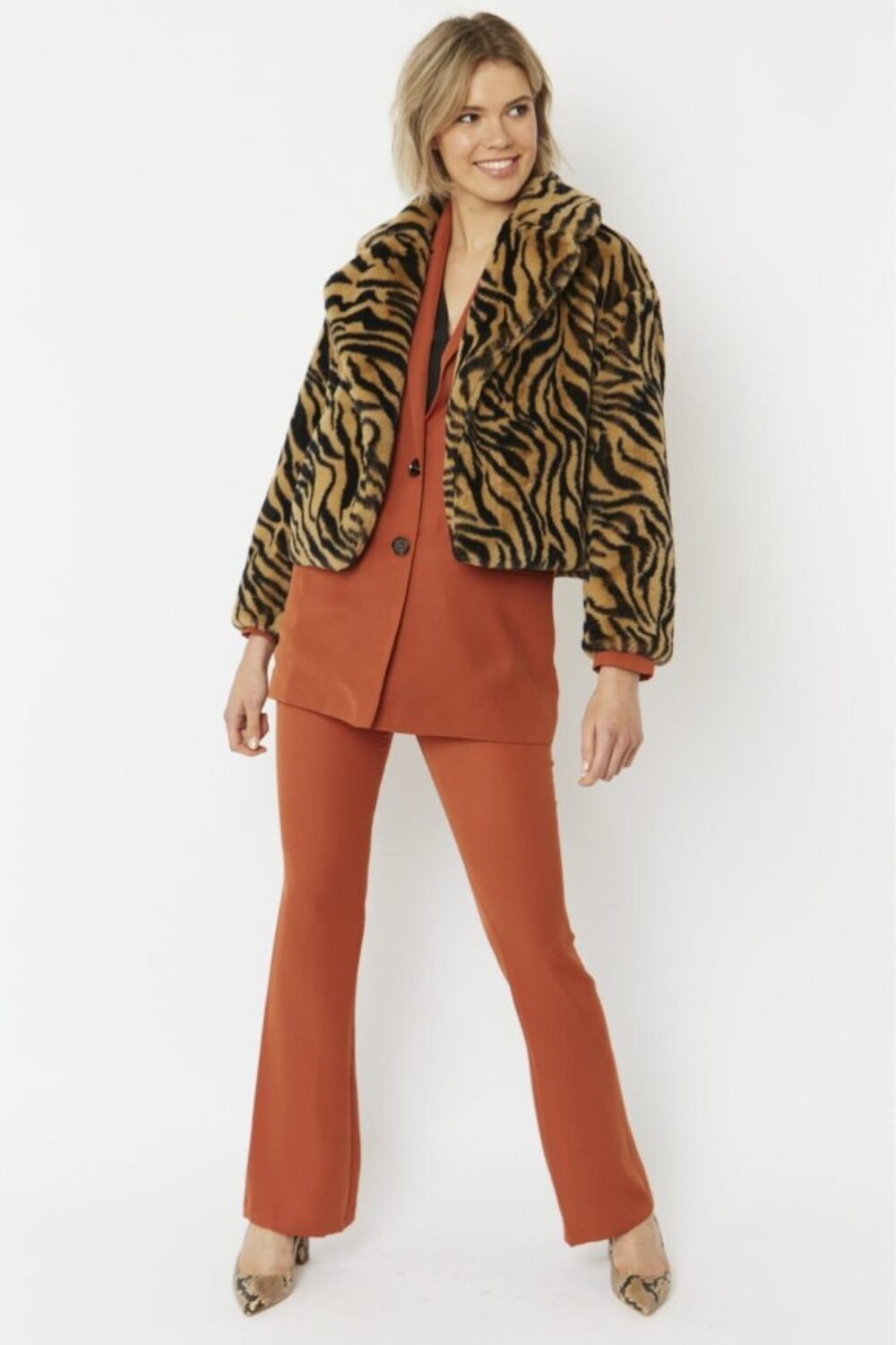 Shop Lux Animal Print Faux Fur Cropped Coat and women's luxury and designer clothes at www.lux-apparel.co.uk