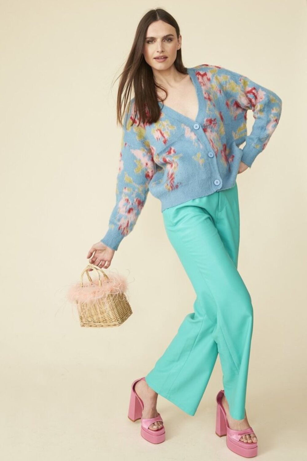 Shop Lux Aqua Blue Eco Leather Trousers and women's luxury and designer clothes at www.lux-apparel.co.uk