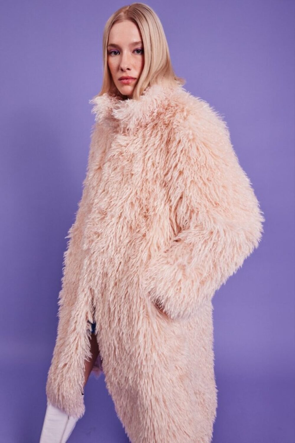 Shop Lux Bamboo Blend Faux Fur Shearling Mongolian Coat and women's luxury and designer clothes at www.lux-apparel.co.uk