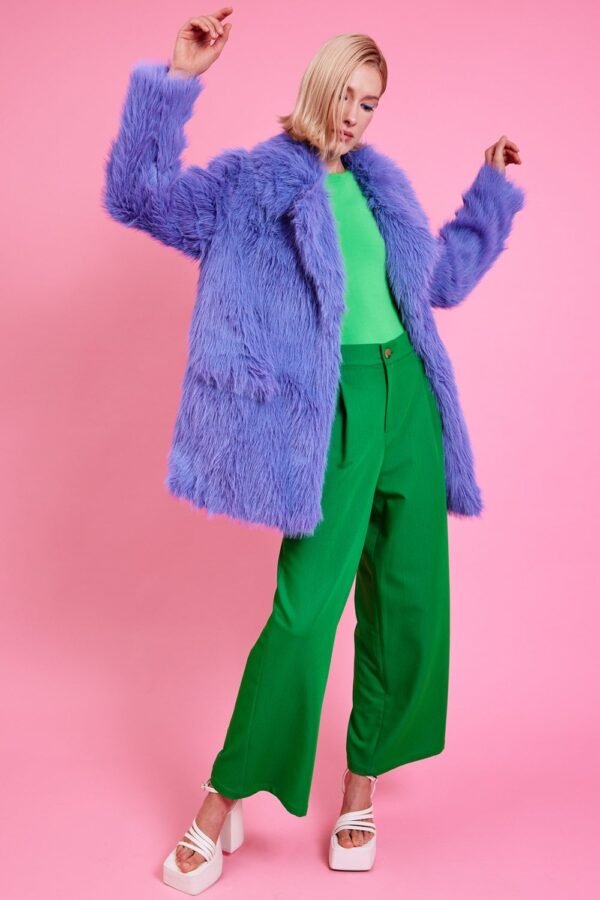 Shop Lux Bamboo Faux Fur Lilac Midi Coat and women's luxury and designer clothes at www.lux-apparel.co.uk