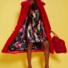 Shop Lux Bamboo Faux Fur Red Midi Coat with Pink Collar and women's luxury and designer clothes at www.lux-apparel.co.uk