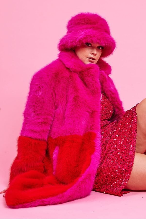 Shop Lux Bamboo Faux Fur Two Tone Double Coat and women's luxury and designer clothes at www.lux-apparel.co.uk