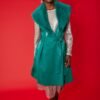 Shop Lux Banana Peel Midi Gilet Faux Fur Collar and women's luxury and designer clothes at www.lux-apparel.co.uk