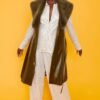 Shop Lux Banana Peel Midi Gilet Faux Fur Collar and women's luxury and designer clothes at www.lux-apparel.co.uk