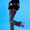 Shop Lux Black Bamboo Faux Fur Sequins Star Jacket and women's luxury and designer clothes at www.lux-apparel.co.uk