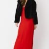 Shop Lux Black Faux Fur Cropped Coat and women's luxury and designer clothes at www.lux-apparel.co.uk