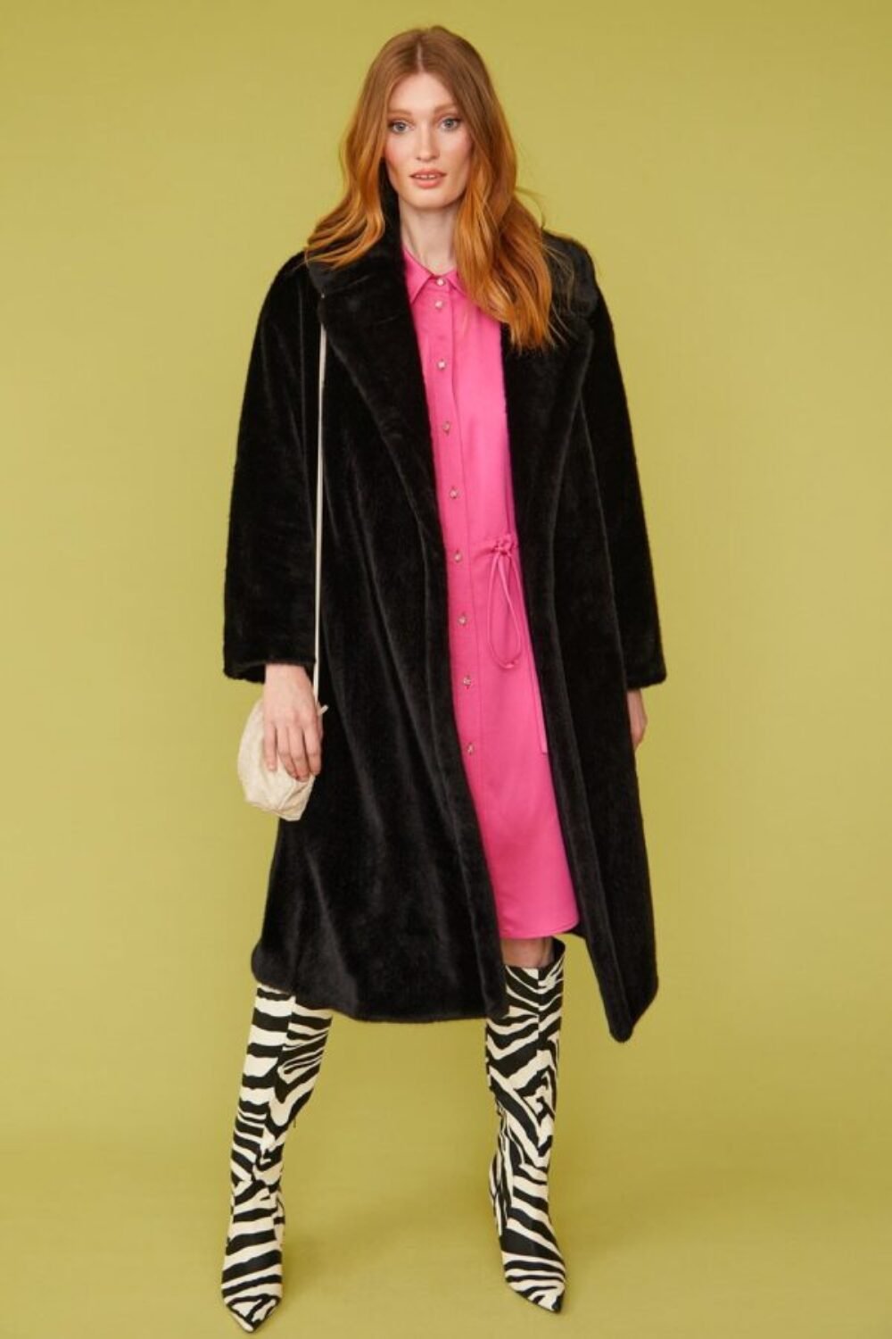 Shop Lux Black Faux Fur Midi Coat and women's luxury and designer clothes at www.lux-apparel.co.uk