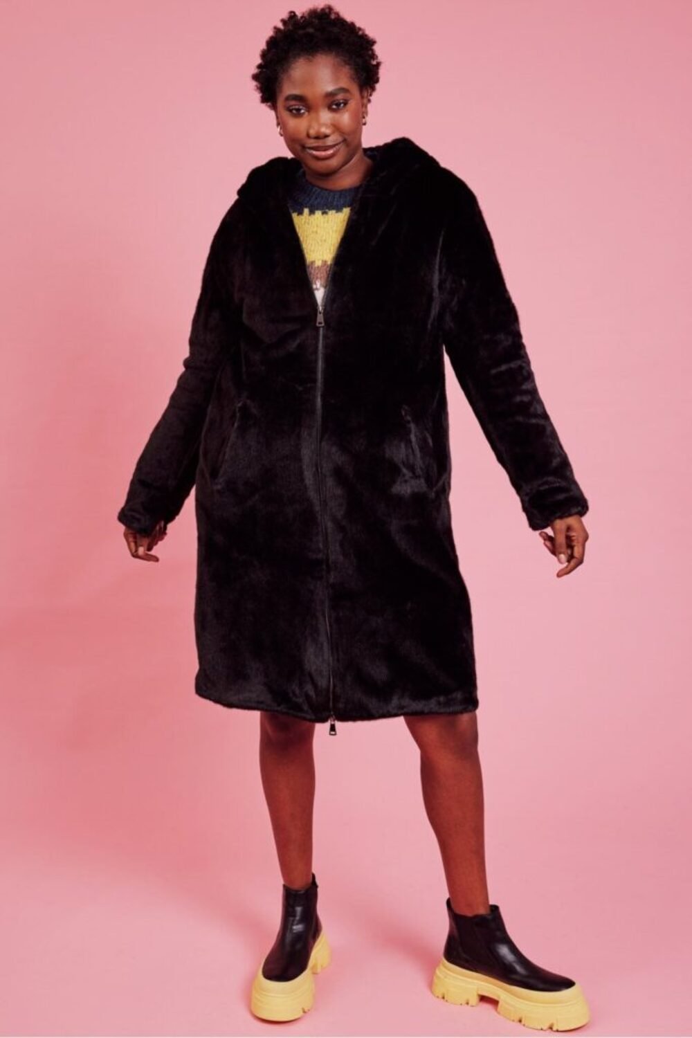 Shop Lux Black Oversized Faux Fur Jacket and women's luxury and designer clothes at www.lux-apparel.co.uk