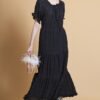 Shop Lux Black Silk Blend Maxi Ruffle Dress and women's luxury and designer clothes at www.lux-apparel.co.uk