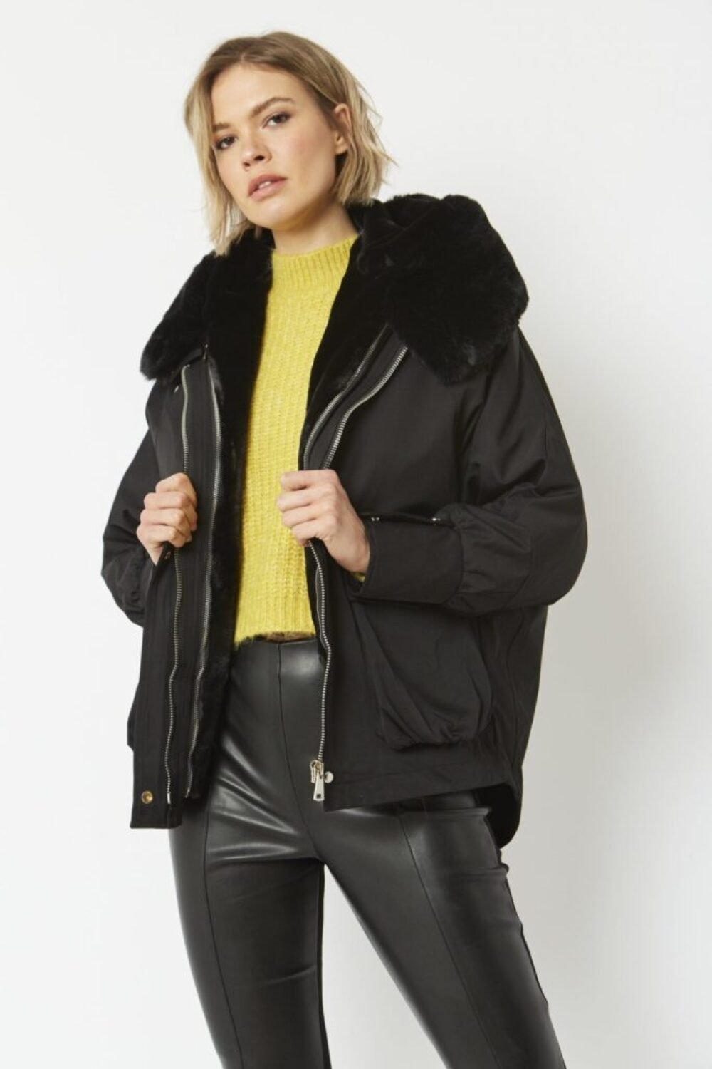 Shop Lux Black Three in One Faux Fur Parka Coat and women's luxury and designer clothes at www.lux-apparel.co.uk