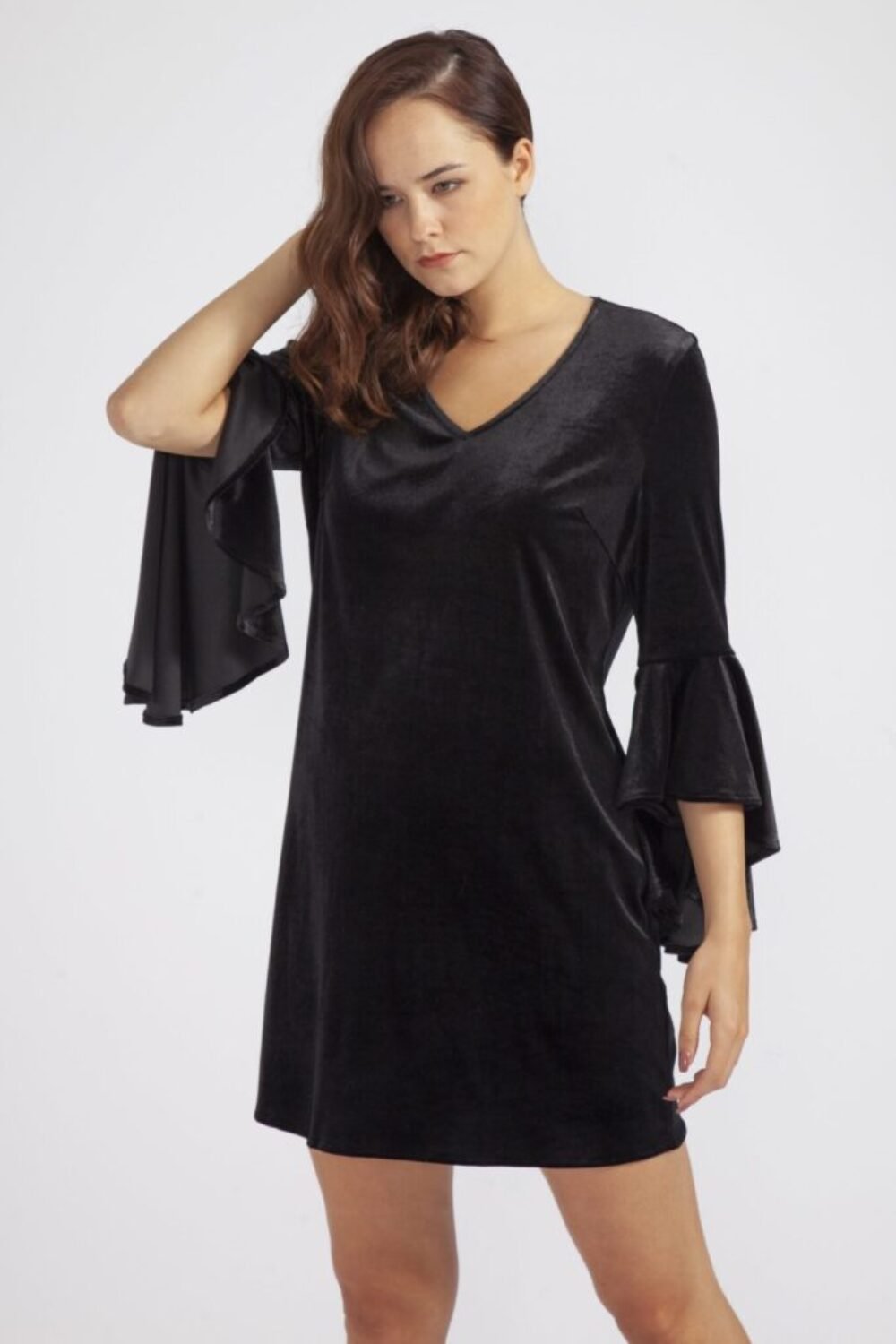 Shop Lux Black Velvet Dress and women's luxury and designer clothes at www.lux-apparel.co.uk