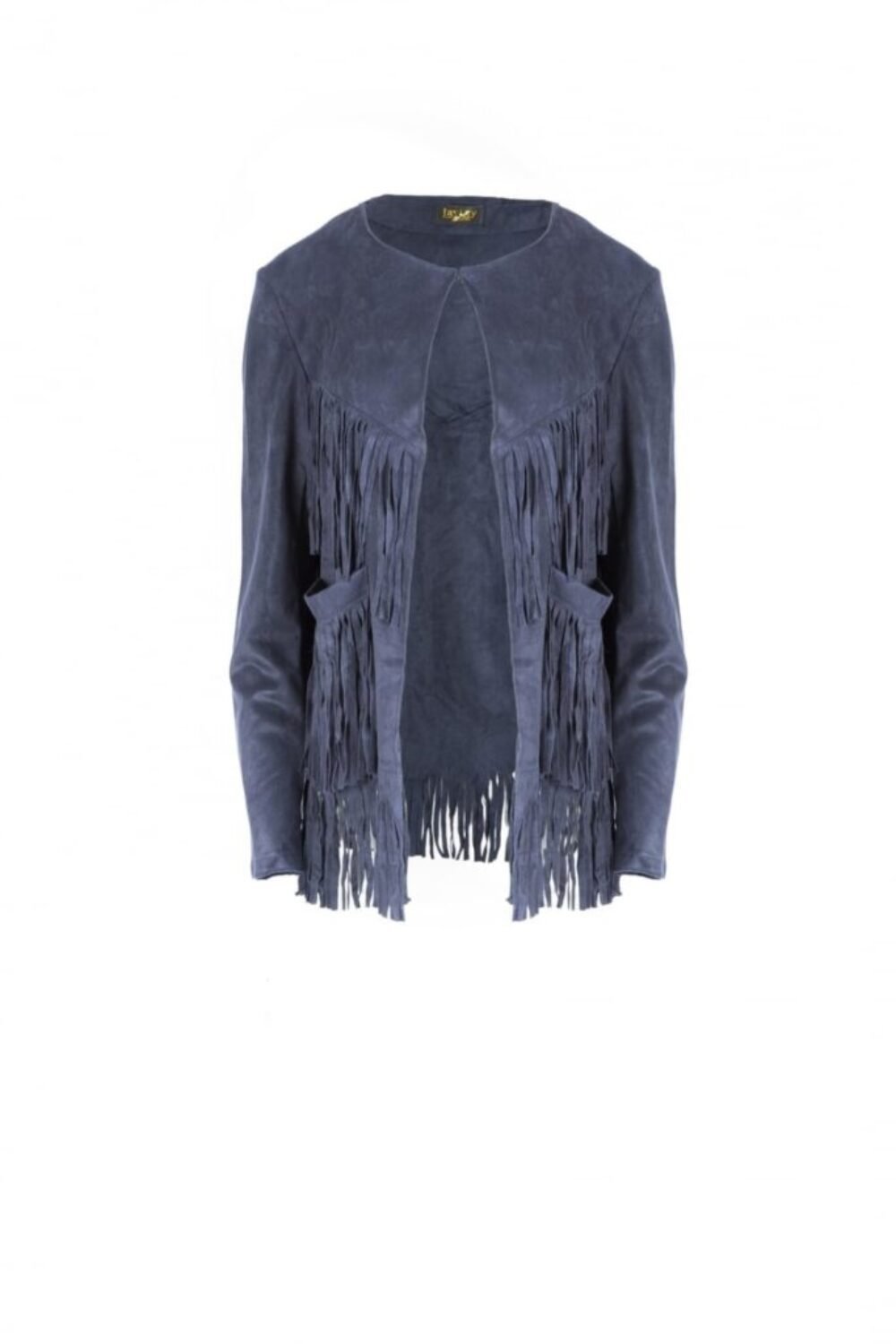 Shop Lux Blue Faux Suede Jacket and women's luxury and designer clothes at www.lux-apparel.co.uk