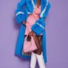 Shop Lux Blue Tencel Blend Eco Leather Trench Coat and women's luxury and designer clothes at www.lux-apparel.co.uk