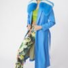 Shop Lux Blue Tencel Blend Eco Leather Trench Coat and women's luxury and designer clothes at www.lux-apparel.co.uk