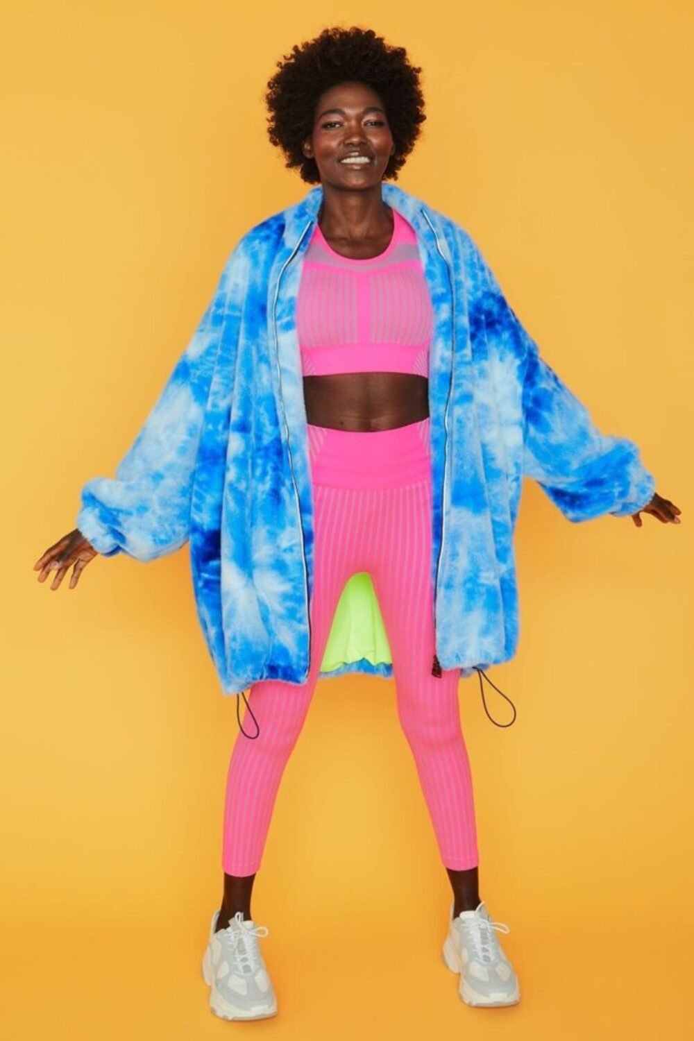 Shop Lux Blue Tie Dye Oversized Coat and women's luxury and designer clothes at www.lux-apparel.co.uk