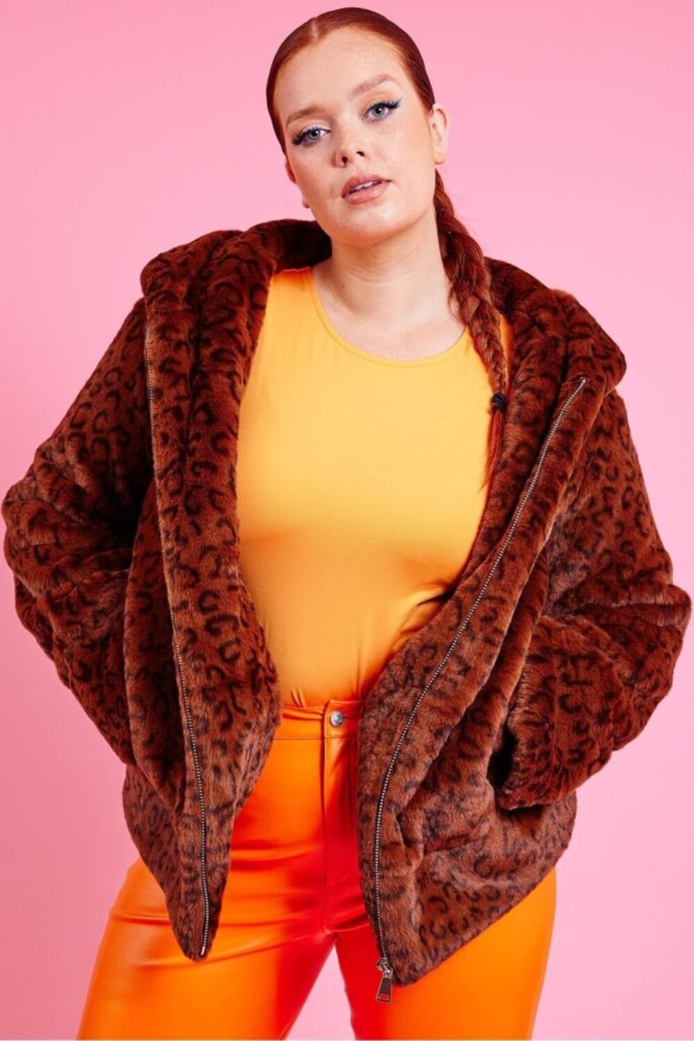 Shop Lux Brown Oversized Faux Fur Jacket and women's luxury and designer clothes at www.lux-apparel.co.uk