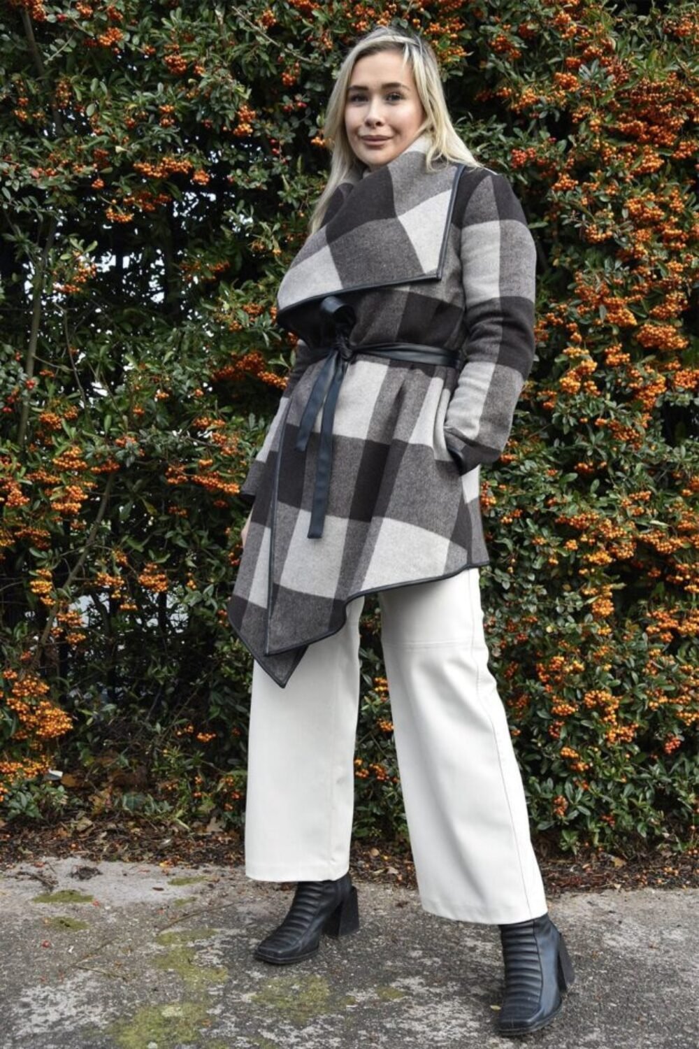 Shop Lux Cashmere Blend Check Coat and women's luxury and designer clothes at www.lux-apparel.co.uk