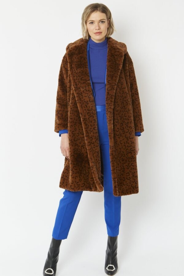 Shop Lux Chocolate Faux Fur Midi Shaved Shearling Coat and women's luxury and designer clothes at www.lux-apparel.co.uk