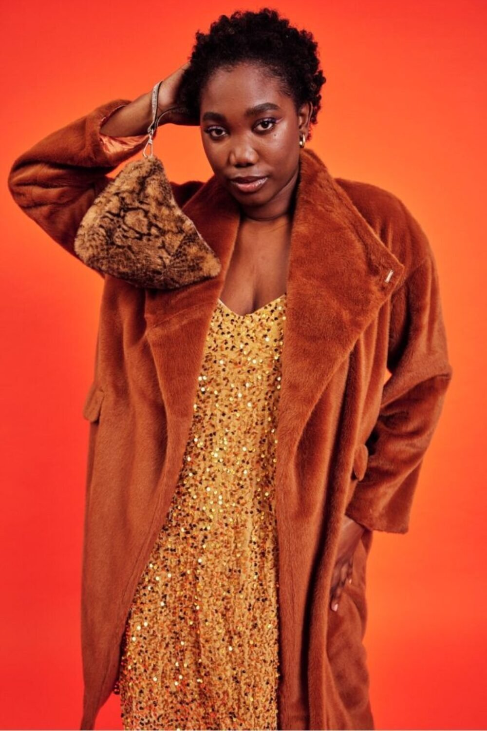 Shop Lux Chocolate Faux Fur Oversized Coat and women's luxury and designer clothes at www.lux-apparel.co.uk