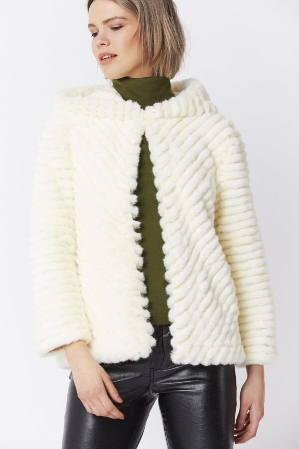 Shop Lux Cream Faux Fur Jacket and women's luxury and designer clothes at www.lux-apparel.co.uk