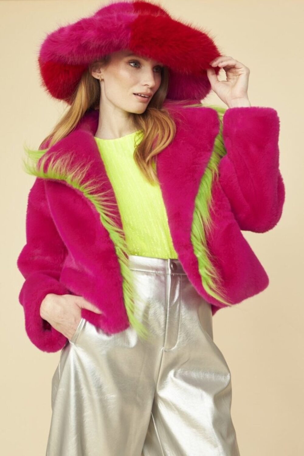 Shop Lux Cropped Knitted Faux Fur Jacket and women's luxury and designer clothes at www.lux-apparel.co.uk