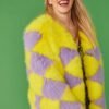 Shop Lux Delilah Diamond Faux Fur Jacket and women's luxury and designer clothes at www.lux-apparel.co.uk