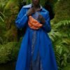 Shop Lux Eco Leather Blue Trench Coat and women's luxury and designer clothes at www.lux-apparel.co.uk