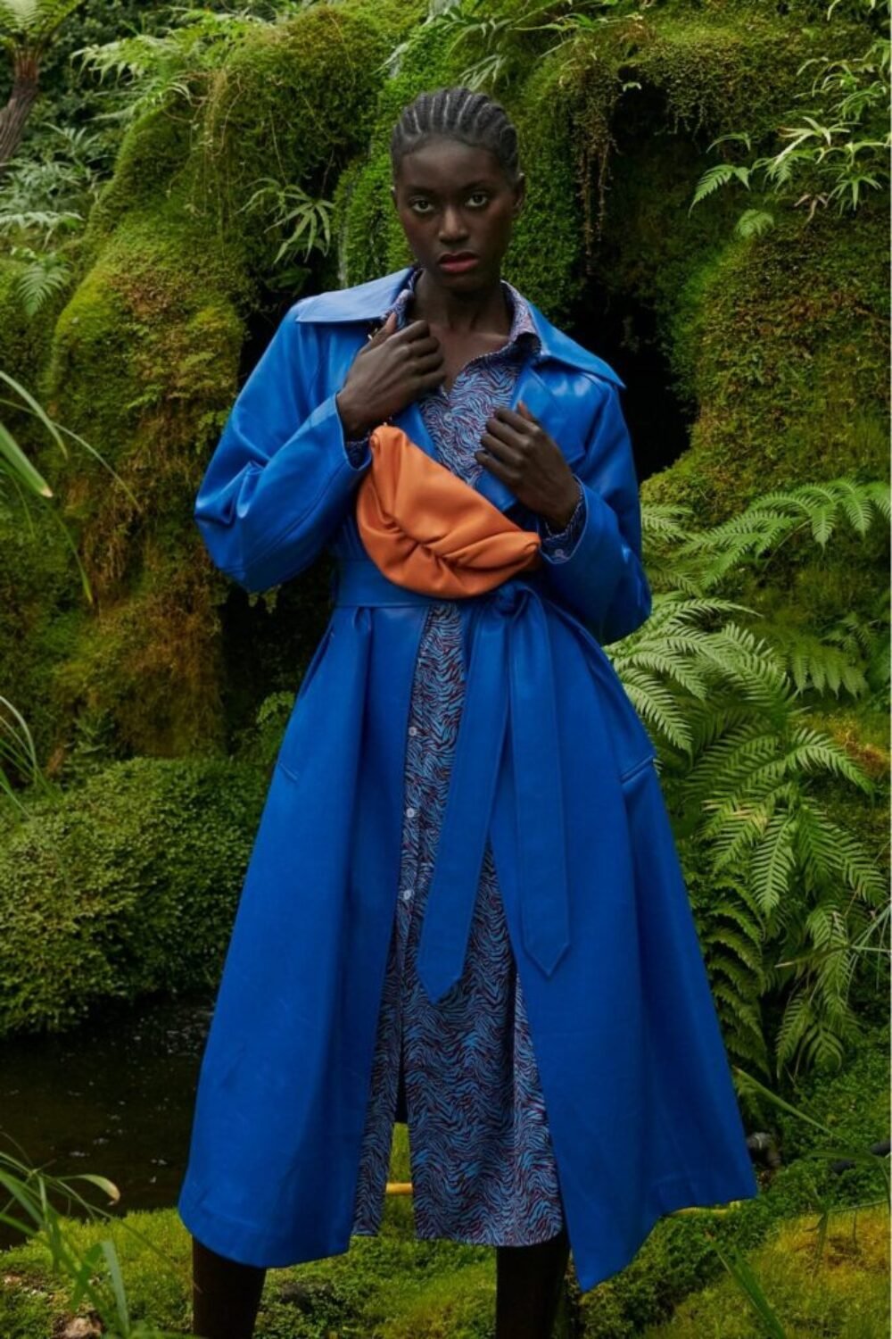 Shop Lux Eco Leather Blue Trench Coat and women's luxury and designer clothes at www.lux-apparel.co.uk