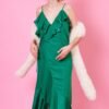 Shop Lux Emerald Silk Blend Maxi Ruffle Wrap Dress and women's luxury and designer clothes at www.lux-apparel.co.uk