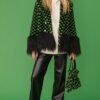 Shop Lux Faux Fur Checked Coat with Mongolian Fur Trim and Cuffs and women's luxury and designer clothes at www.lux-apparel.co.uk
