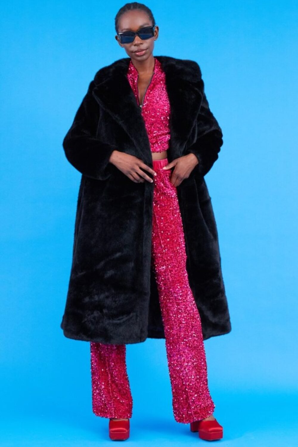 Shop Lux Faux Fur Maxi Trench Coat with Belt and women's luxury and designer clothes at www.lux-apparel.co.uk