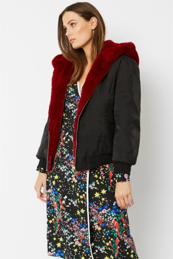Shop Lux Faux Fur & Polyester Reversible Jacket and women's luxury and designer clothes at www.lux-apparel.co.uk