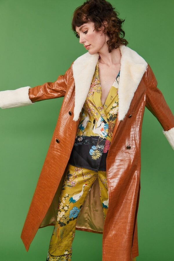 Shop Lux Faux Leather Maxi Coat with Fur Cuffs and Collar and women's luxury and designer clothes at www.lux-apparel.co.uk