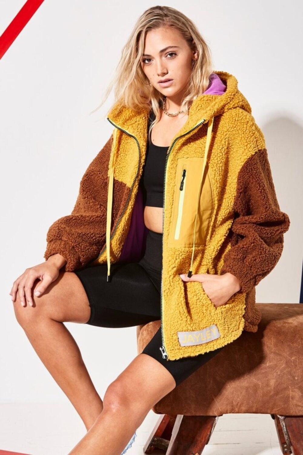 Shop Lux Faux Shearling Hooded Jacket and women's luxury and designer clothes at www.lux-apparel.co.uk