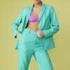 Shop Lux Faux leather Kate Blazer in Blue and women's luxury and designer clothes at www.lux-apparel.co.uk