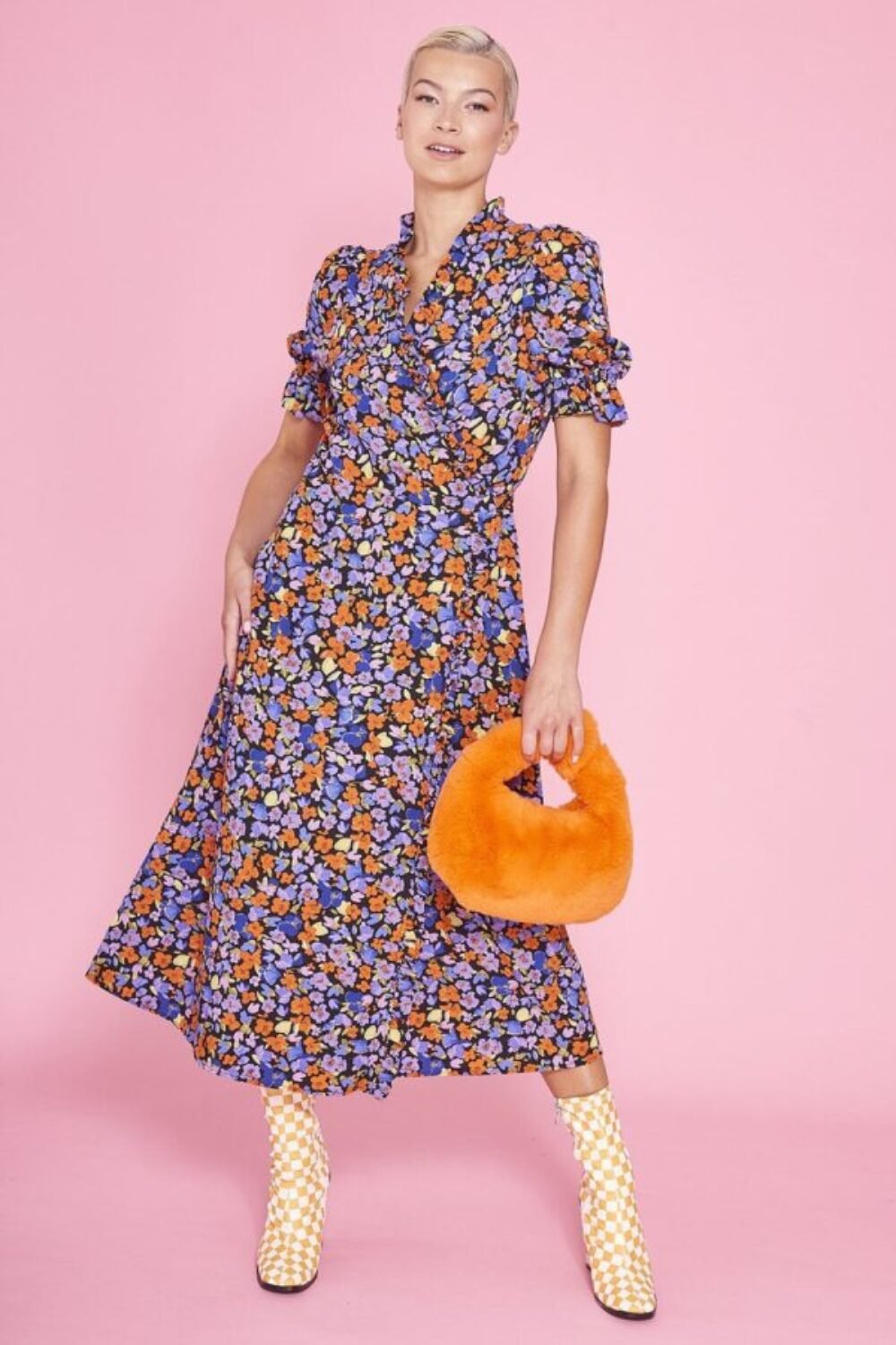 Shop Lux Floral Wrap Dress and women's luxury and designer clothes at www.lux-apparel.co.uk