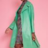 Shop Lux Green Eco Leather Trench Coat and women's luxury and designer clothes at www.lux-apparel.co.uk