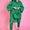 Shop Lux Green Eco Leather Trench Coat and women's luxury and designer clothes at www.lux-apparel.co.uk