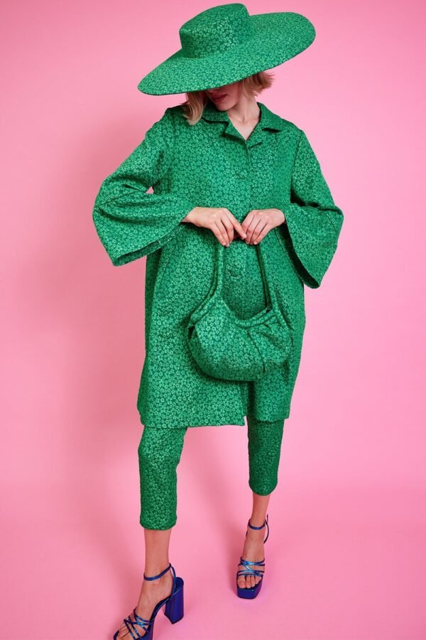 Shop Lux Green Eco Leather Trench Coat and women's luxury and designer clothes at www.lux-apparel.co.uk
