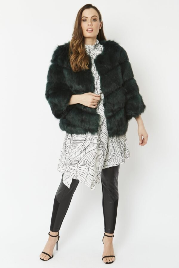 Shop Lux Green Faux Fur Ella Coat and women's luxury and designer clothes at www.lux-apparel.co.uk
