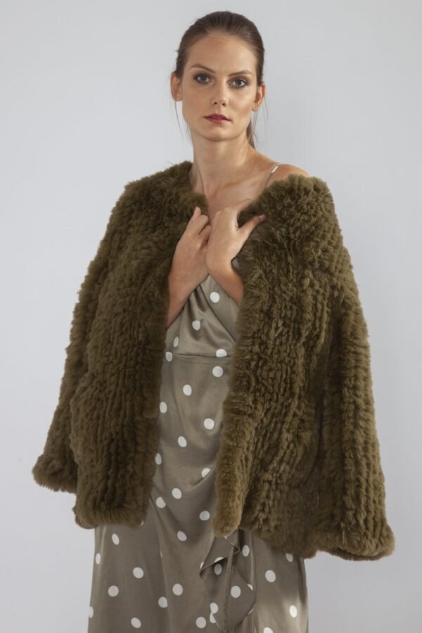 Shop Lux Green Hand Knitted Faux Fur Coat and women's luxury and designer clothes at www.lux-apparel.co.uk
