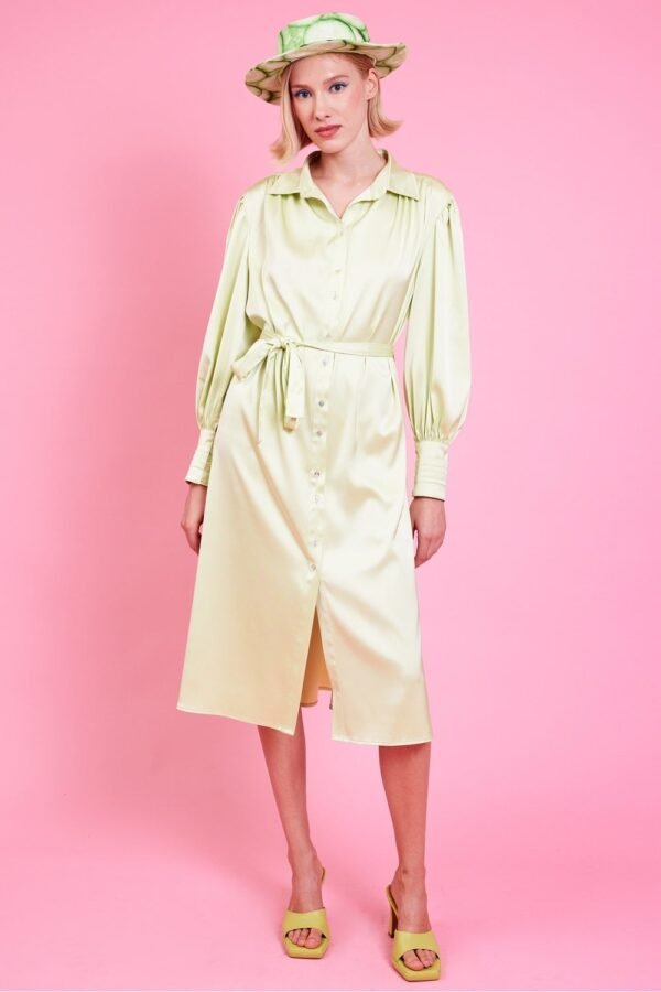 Shop Lux Green Silk Blend Wrap Dress and women's luxury and designer clothes at www.lux-apparel.co.uk