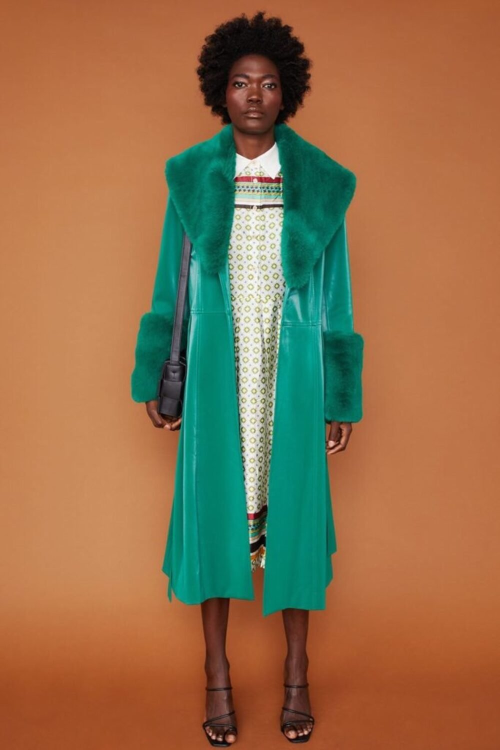 Shop Lux Green Trench Style Belted Coat with Faux Fur Cuffs and Collar and women's luxury and designer clothes at www.lux-apparel.co.uk