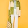Shop Lux Green and Cream Faux Shearling Checkered Oversized Coat and women's luxury and designer clothes at www.lux-apparel.co.uk