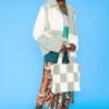 Shop Lux Green and White Faux Shearling Checkered Oversized Coat and women's luxury and designer clothes at www.lux-apparel.co.uk