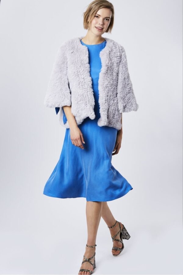 Shop Lux Grey Faux Fur Cape Coat and women's luxury and designer clothes at www.lux-apparel.co.uk