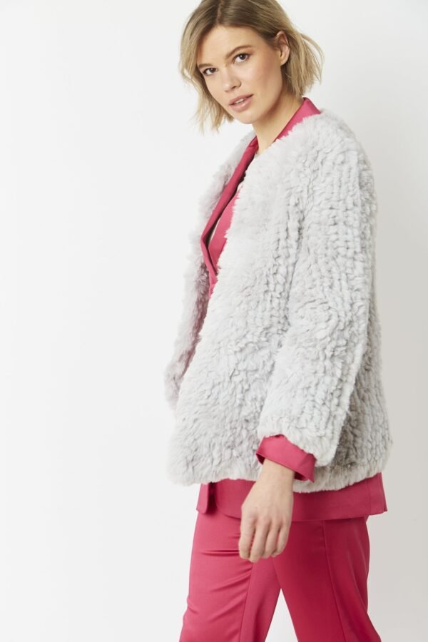 Shop Lux Grey Hand Knitted Faux Fur Coat and women's luxury and designer clothes at www.lux-apparel.co.uk