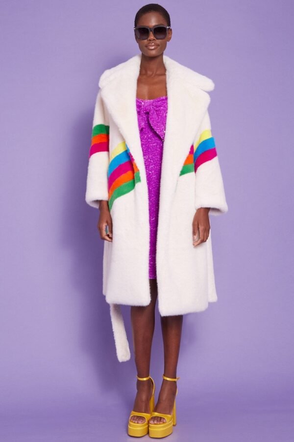 Shop Lux Handmade Eco Faux Fur Rainbow Coat and women's luxury and designer clothes at www.lux-apparel.co.uk