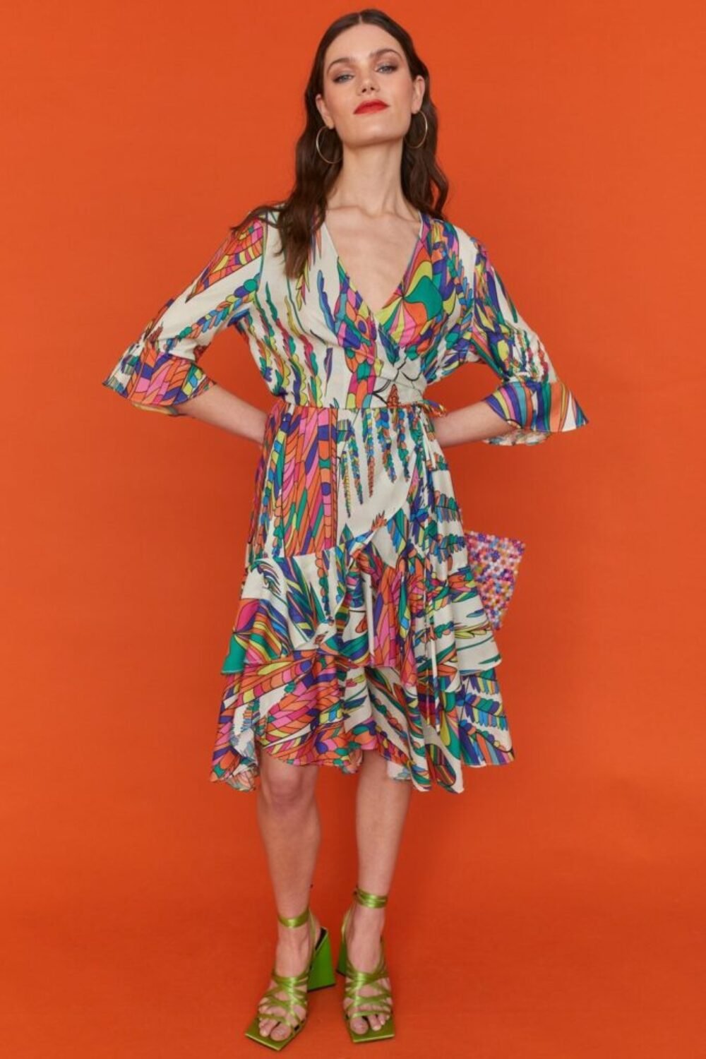 Shop Lux Havanna Tropical Wrap Midi Dress and women's luxury and designer clothes at www.lux-apparel.co.uk