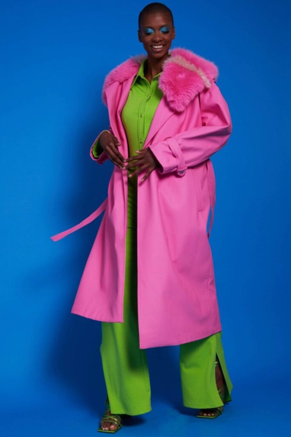 Shop Lux Hot Pink Eco Leather Trench Coat and women's luxury and designer clothes at www.lux-apparel.co.uk